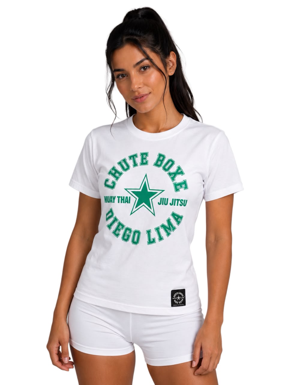 Camiseta Algodão Premium Branca - Logo Verde