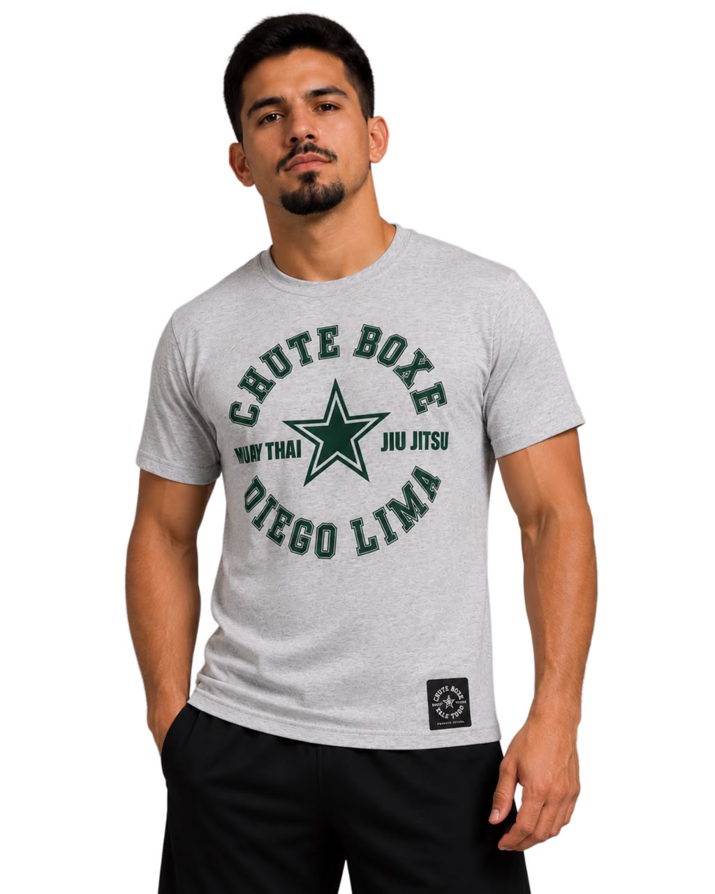Camiseta Algodão Premium Cinza - Logo Verde Escura